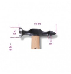 1359 T Martillo de peña horizontal y cabeza plana, con mango de madera