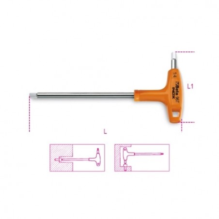 96TINOX-AS 3/32 Llave Allen acodada, con mango, de acero inoxidable