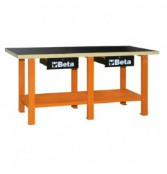 C56W-G Banco de trabajo con mesa de madera, gris