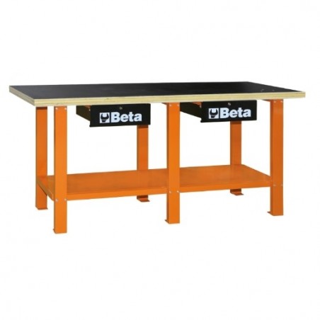 C56W-G Banco de trabajo con mesa de madera, gris