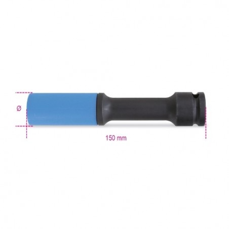 720LCL 19 Vaso de impacto con protección plástica de color para tuercas de ruedas, tipo largo