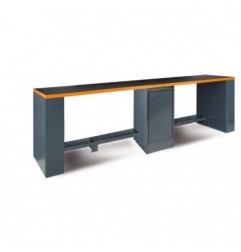 C55BG/D4 Banco de trabajo doble de 4 metros con pata central para mobiliario para taller RSC55, gris