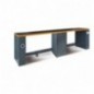 C55PRO-BG/D4 Banco de trabajo doble de 4 metros con tomas, con pata central para mobiliario para taller RSC55, gris