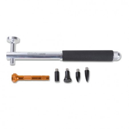 1360/K6 Martillo de aluminio con cabeza redonda plana, con puntas de plástico intercambiables y buril