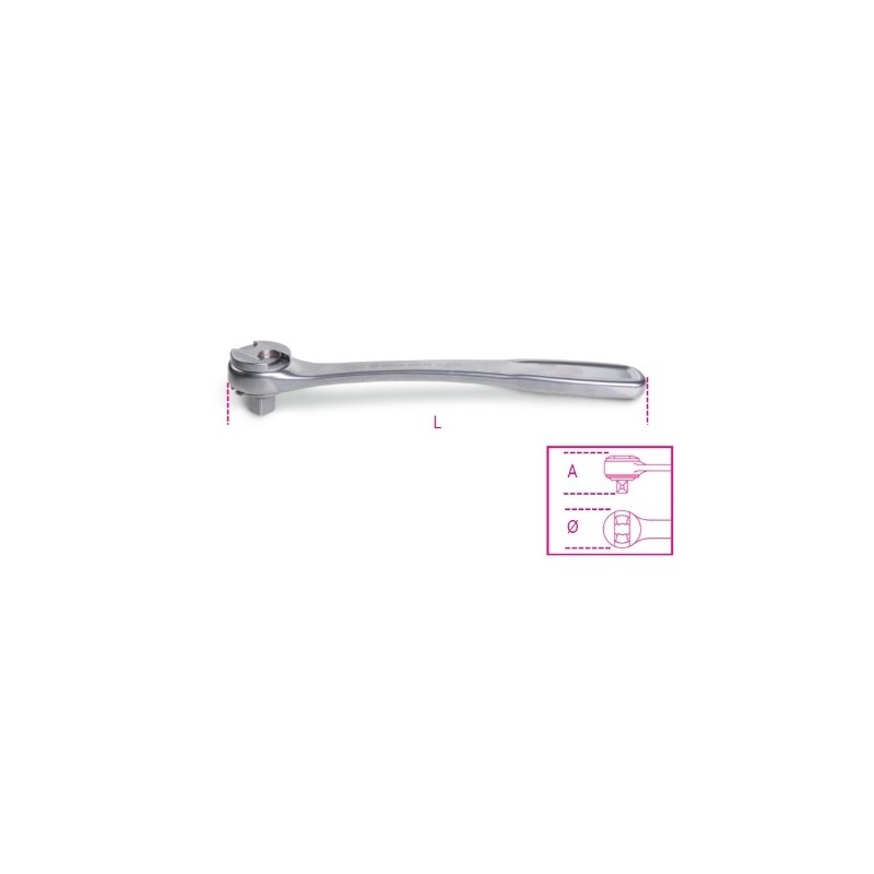 920/55 INOX Carraca reversible con cuadrado macho 1/2,, de acero inoxidable