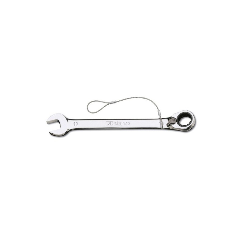 142HS 24 Llave combinada con carraca reversible, cromada, anticaída