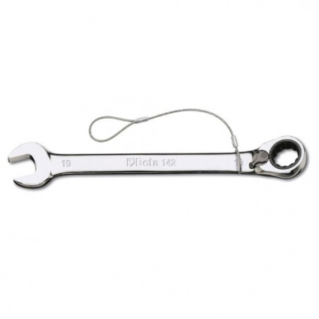 142HS 27 Llave combinada con carraca reversible, cromada, anticaída