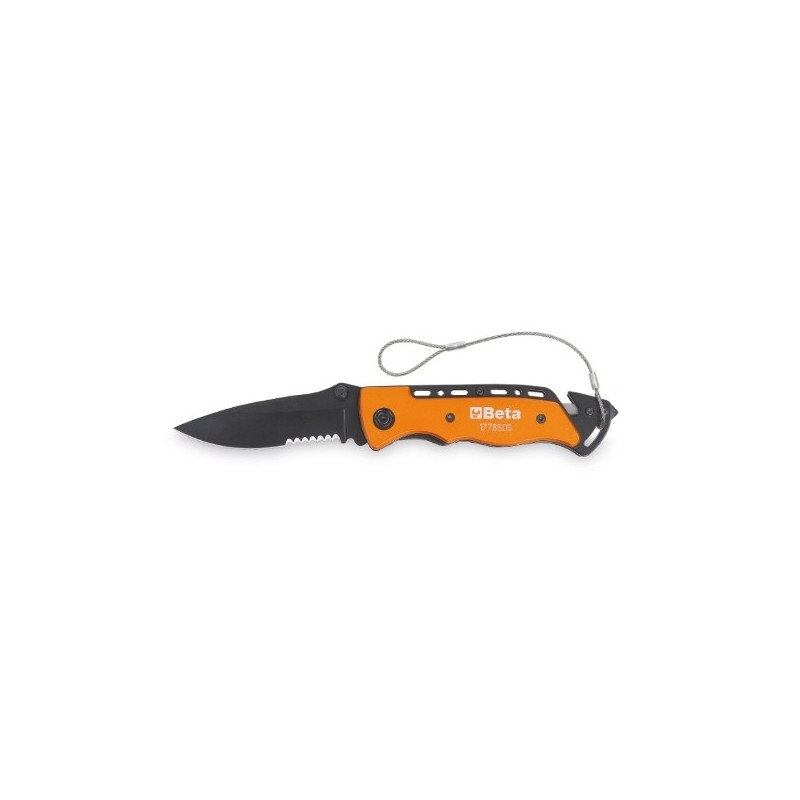 1778SOS-HS Cuchillo de autosocorro con función martillo rompecristales y corta-cinturones de seguridad