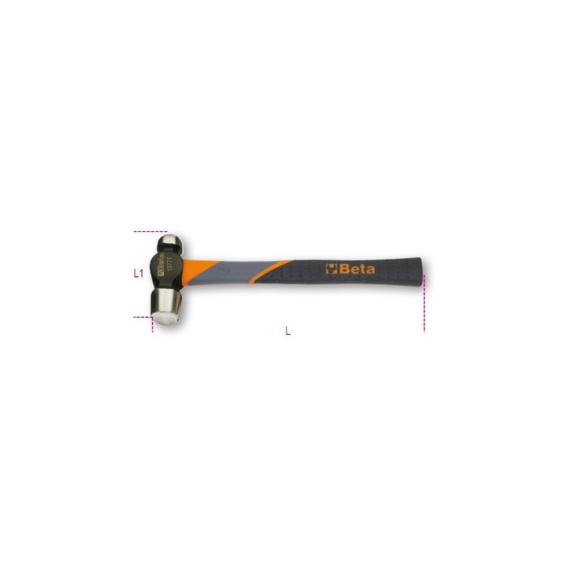 1377T 680 Martillo de cabeza redonda y boca esférica para caldereros y hojalateros, mango de fibra