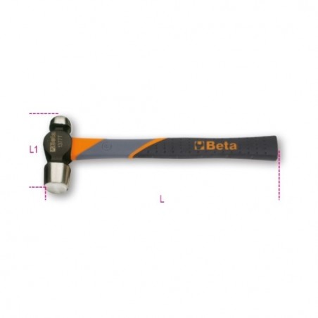 1377T 680 Martillo de cabeza redonda y boca esférica para caldereros y hojalateros, mango de fibra