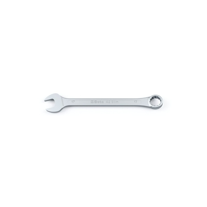 42SLIM 8 Llave combinada con una boca fija y otra de estrella en ángulo, cromada, de cabeza rebajada