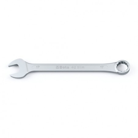 42SLIM 8 Llave combinada con una boca fija y otra de estrella en ángulo, cromada, de cabeza rebajada