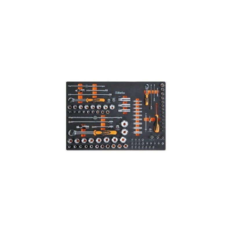 MM105 Termoformado de espuma con vasos hexagonales y accesorios de 1/4,, 3/8, y 1/2,