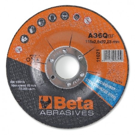 11021 125X3,2 Disco abrasivo de corte para acero y acero inoxidable, con centro deprimido