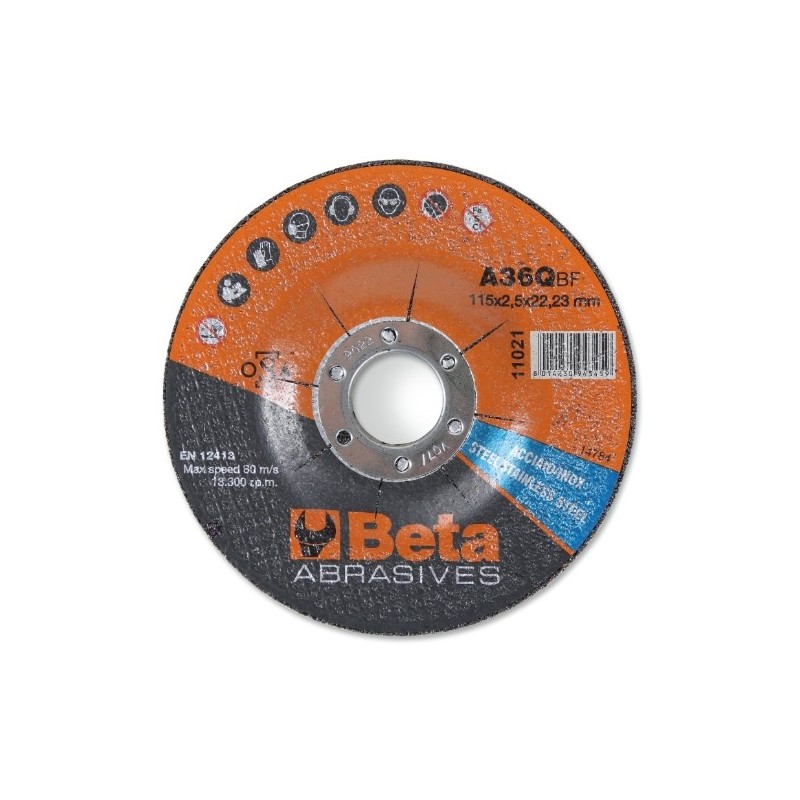 11021 180X3,2 Disco abrasivo de corte para acero y acero inoxidable, con centro deprimido