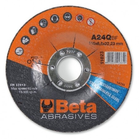11023 230X6,5 Disco abrasivo de desbaste para acero y acero inoxidable, con centro deprimido