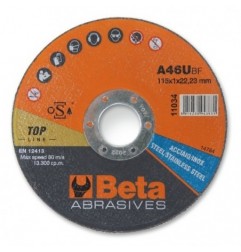 11037 2,0-22,23 Disco abrasivo de corte para acero y acero inoxidable, de calibre fino, con centro plano