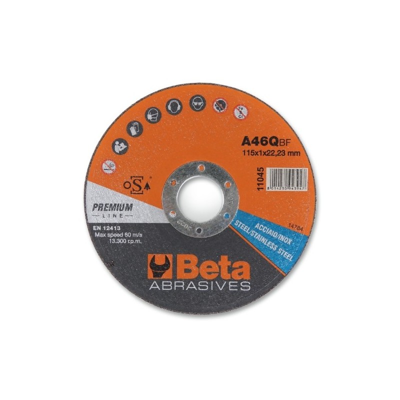 11045 1,0 Disco abrasivo de corte para acero y acero inoxidable, de calibre fino, con centro plano