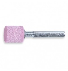 11101 25X40 Muela con mango, granos abrasivos de corindón rosa con aglomerante cerámico, forma cilíndrica