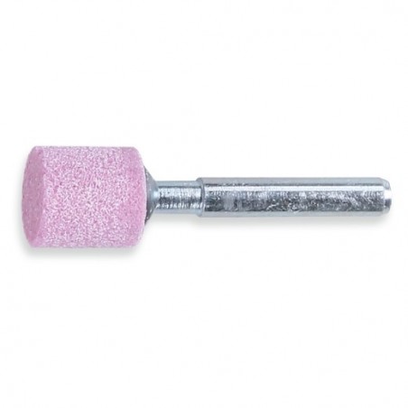 11101 25X40 Muela con mango, granos abrasivos de corindón rosa con aglomerante cerámico, forma cilíndrica
