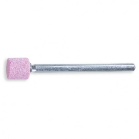 11102 12X15 Muela con mango, granos abrasivos de corindón rosa con aglomerante cerámico, forma cilíndrica