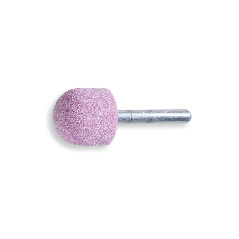 11125 6X20 Muela con mango, granos abrasivos de corindón rosa con aglomerante cerámico, forma cilindro redondeada