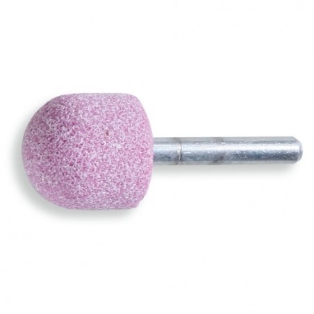 11125 40X40 Muela con mango, granos abrasivos de corindón rosa con aglomerante cerámico, forma cilindro redondeada