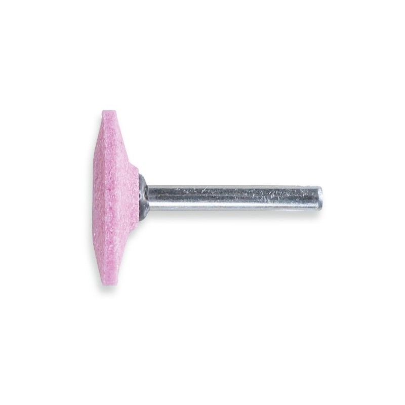 11135 30X6 Muela con mango, granos abrasivos de corindón rosa con aglomerante cerámico, forma de disco