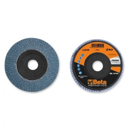 11200B 80 Disco de láminas con tela abrasiva de circonio, soporte de plástico, monolámina, con perfil plano