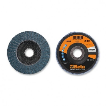 11208B 40 Disco de láminas con tela abrasiva de circonio, soporte de fibra de vidrio, bilámina, con perfil plano