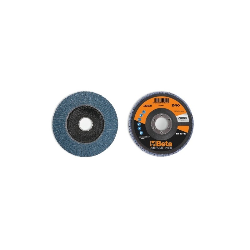 11210B 80 Disco de láminas con tela abrasiva de circonio, soporte de fibra de vidrio, monolámina, con perfil cónico