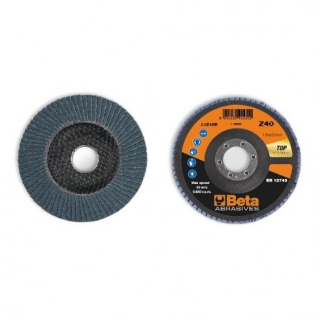 11216B 80 Disco de láminas con tela abrasiva de circonio, soporte de fibra de vidrio, monolámina, con perfil plano