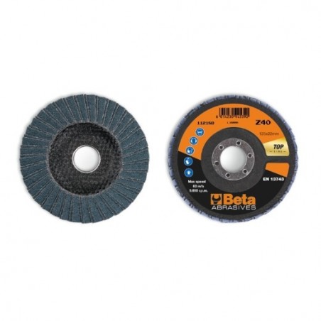 11218B 60 Disco de láminas con tela abrasiva de circonio, soporte de fibra de vidrio, bilámina, con perfil plano