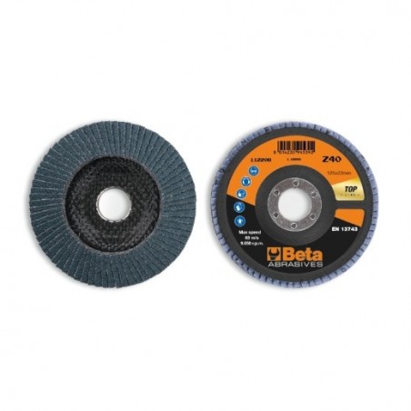 11220B 40 Disco de láminas con tela abrasiva de circonio, soporte de fibra de vidrio, monolámina, con perfil cónico