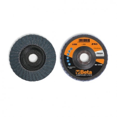 11222B 80 Disco de láminas con tela abrasiva de circonio, soporte de fibra de vidrio, bilámina, con perfil cónico