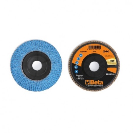 11240B 40 Disco de láminas con tela abrasiva de circonio cerámico, soporte de plástico, monolámina, con perfil plano