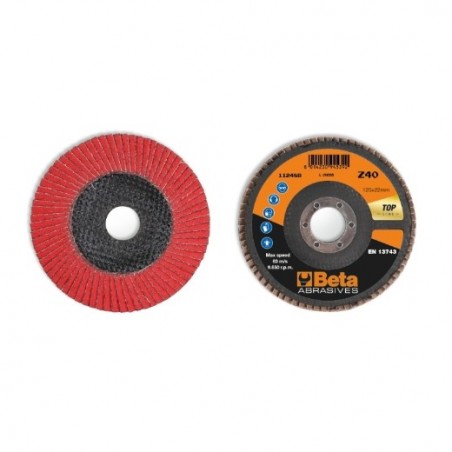 11248B 60 Disco de láminas con tela abrasiva cerámica, soporte de fibra de vidrio, monolámina, con perfil plano